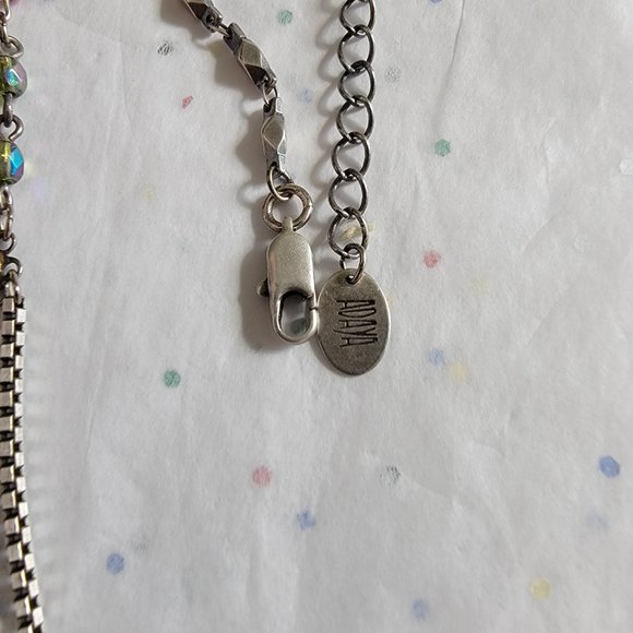 ADAYA | Jewelry | New Adaya Rectagular Seed Bead Crystal  NEW ADAYA RECTAGULAR SEED BEAD & CRYSTAL PENDANT MOSAIC STYLE NECKLACE